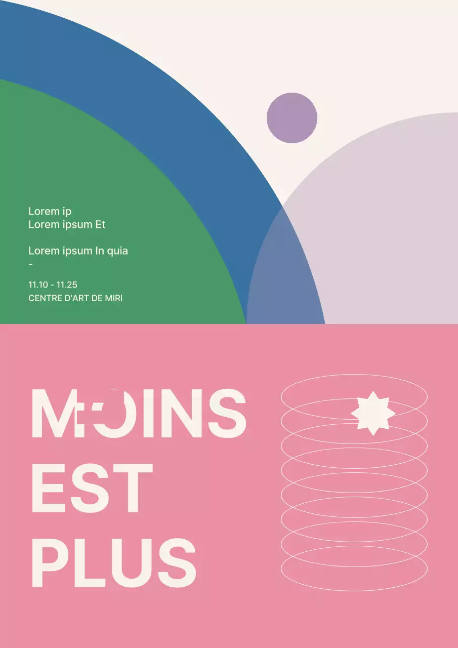 Affiche d'exposition aux couleurs pastel, axée sur les formes