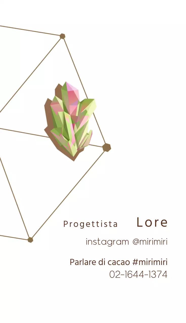 Biglietto da visita bio beige chartreuse pink illustrato perline artigianali