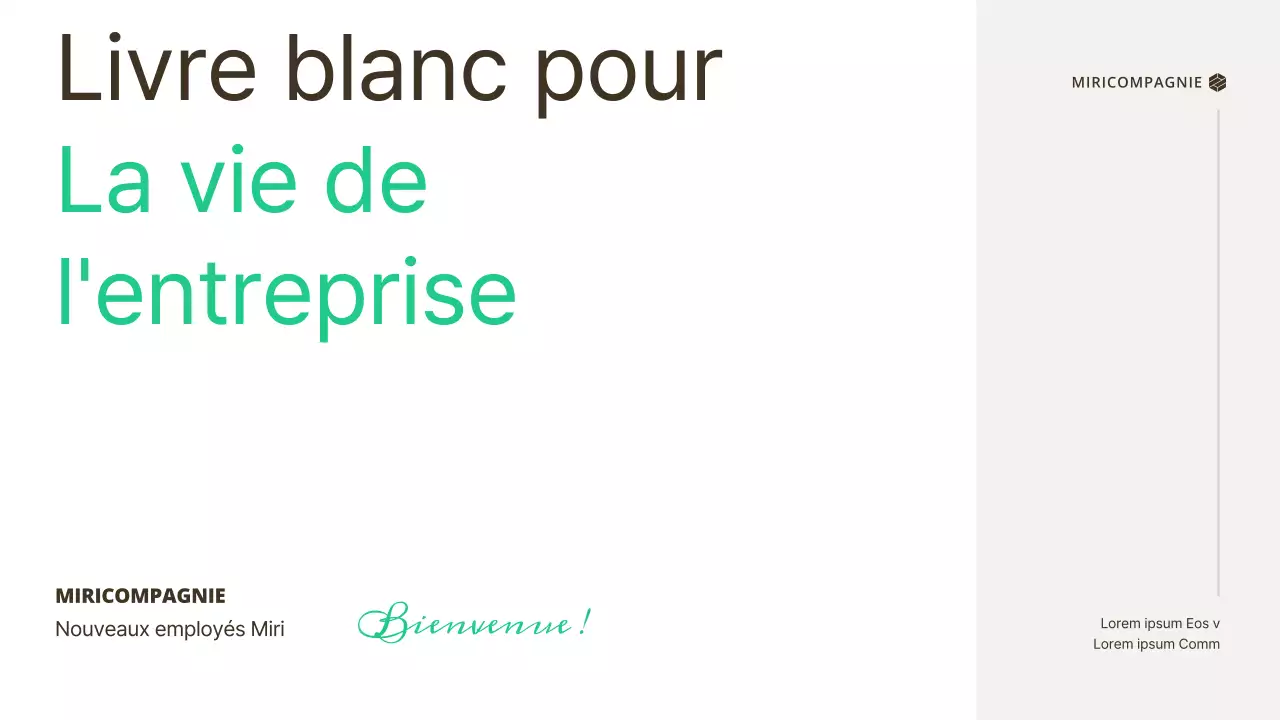 Un guide du nouvel embauché simple et basique avec des accents verts