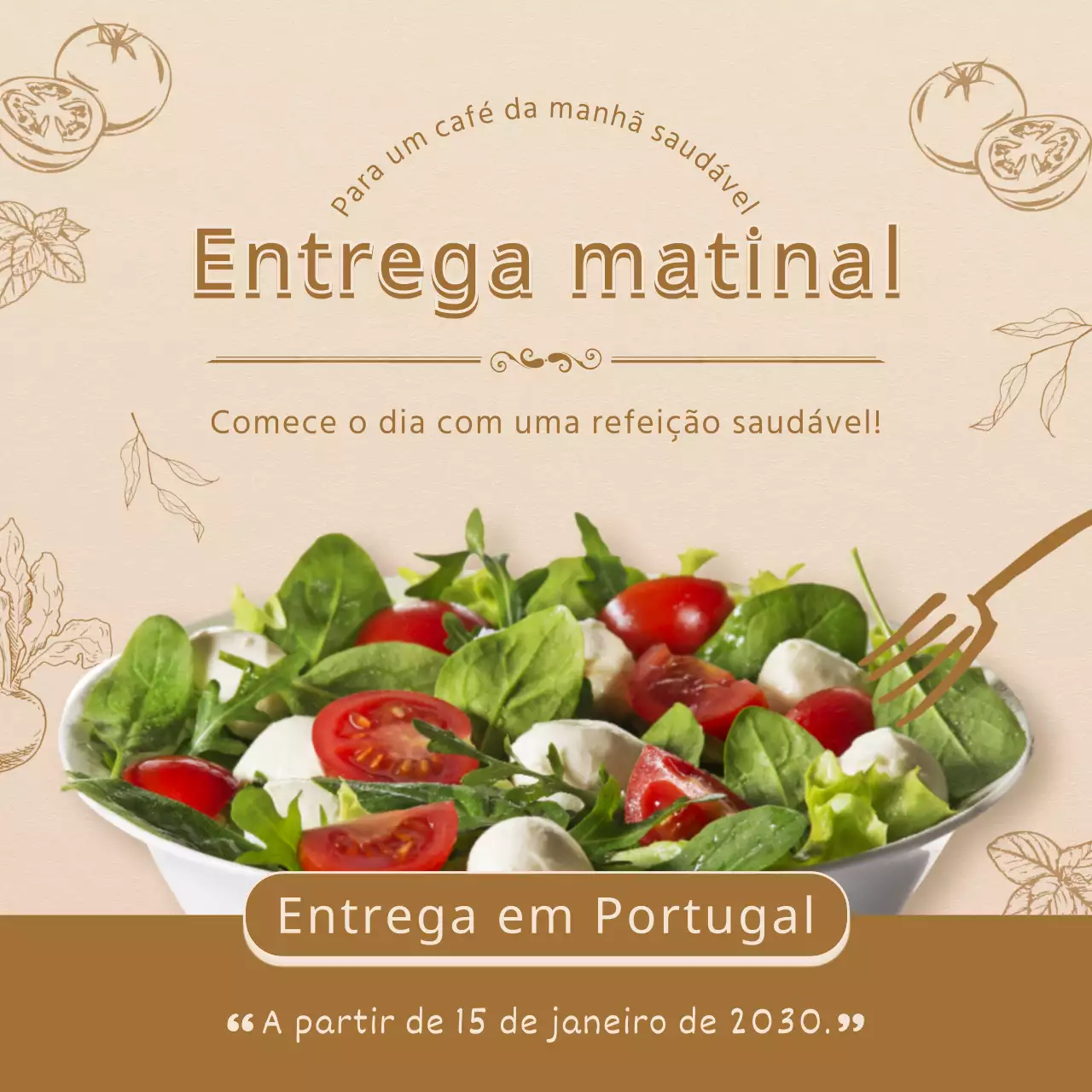 Salada castanha e bege aviso de entrega de manhã cedo