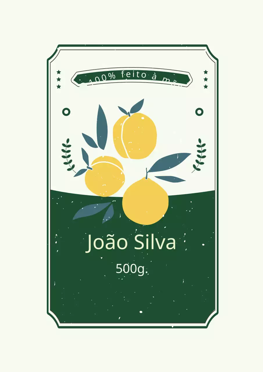 Cartaz de design de rótulo de compota de citrinos vintage em verde