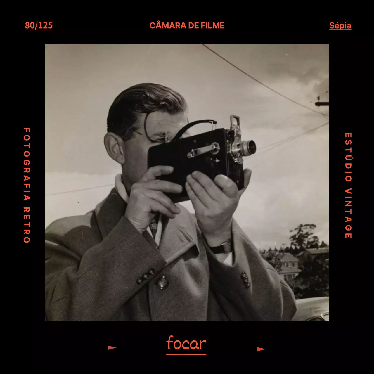 Mercadoria com fotografias vintage a preto e vermelho com um conceito de filme