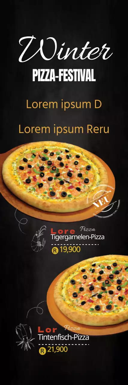 Neues Menü für Meeresfrüchte-Pizza