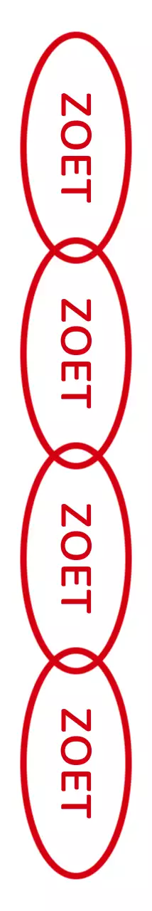 Een eenvoudige combinatie van vormen en tekst in rood met herhaling Stijl Café