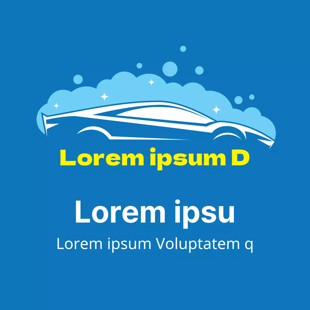 Illustration bleue faisant la promotion d'un lavage de voiture propre dans un centre automobile