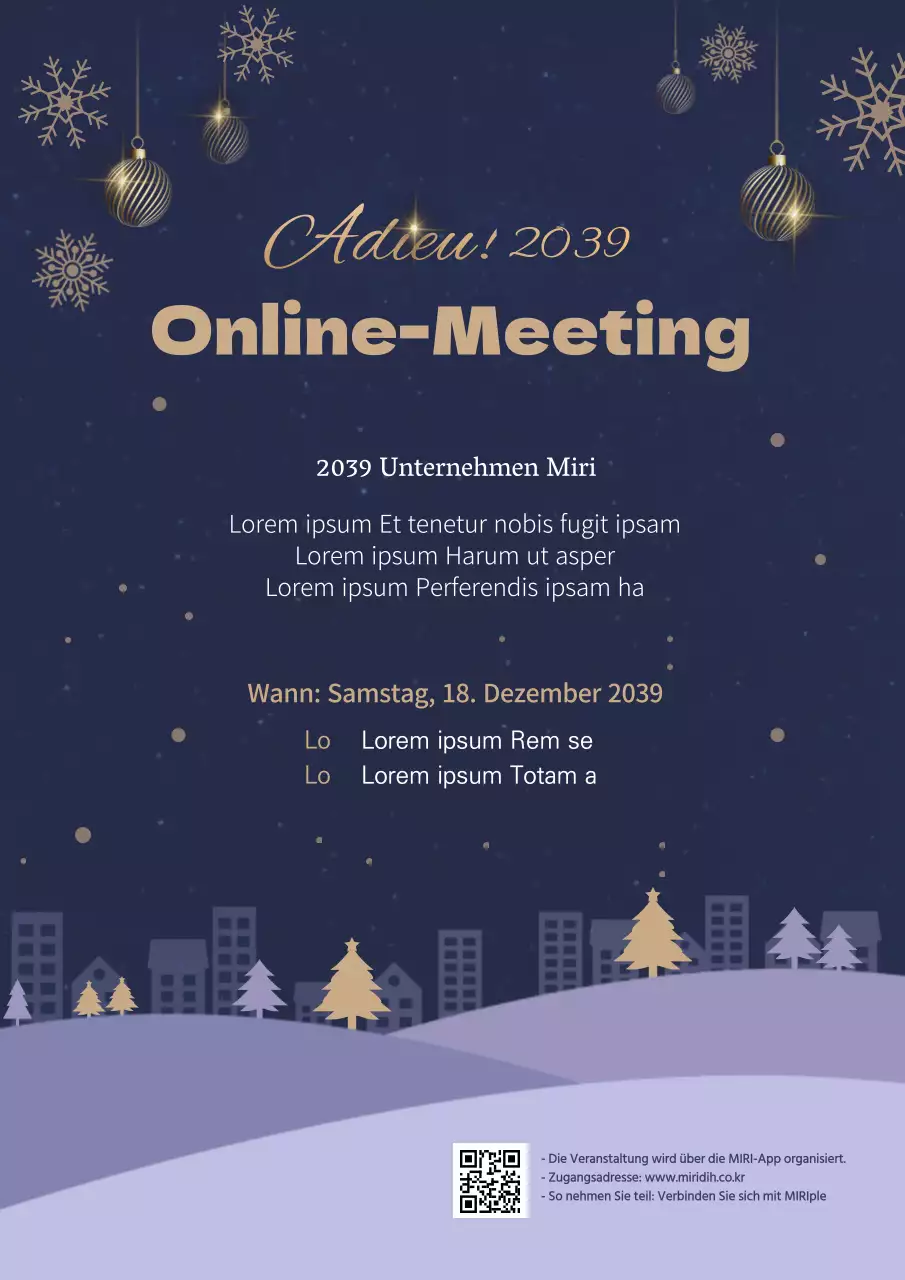 Marineblaue und goldene Miri Company Online-Jahresendfeier Poster Ankündigung Einladung
