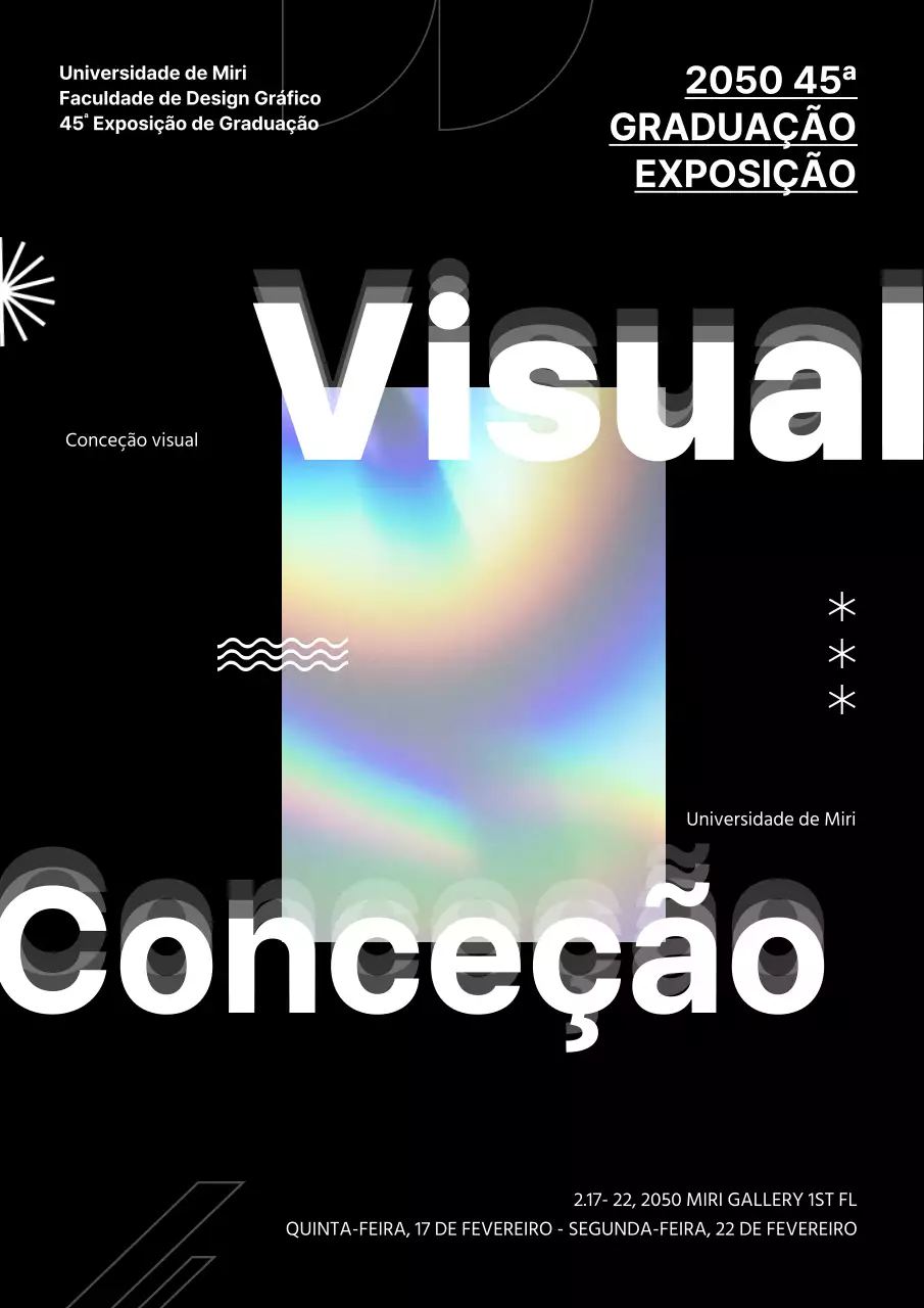 Imagem holográfica com fundo preto Exposição de graduação