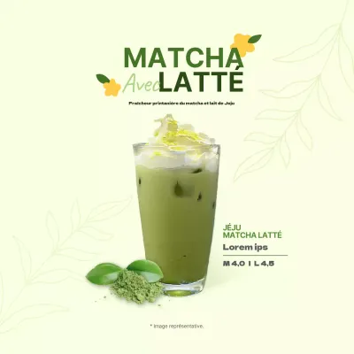 Bannière carrée de menu de café vert lime