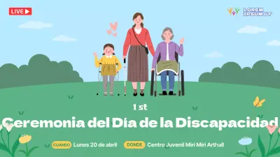 Ceremonia del Día de la Discapacidad con un fondo natural verde y azul