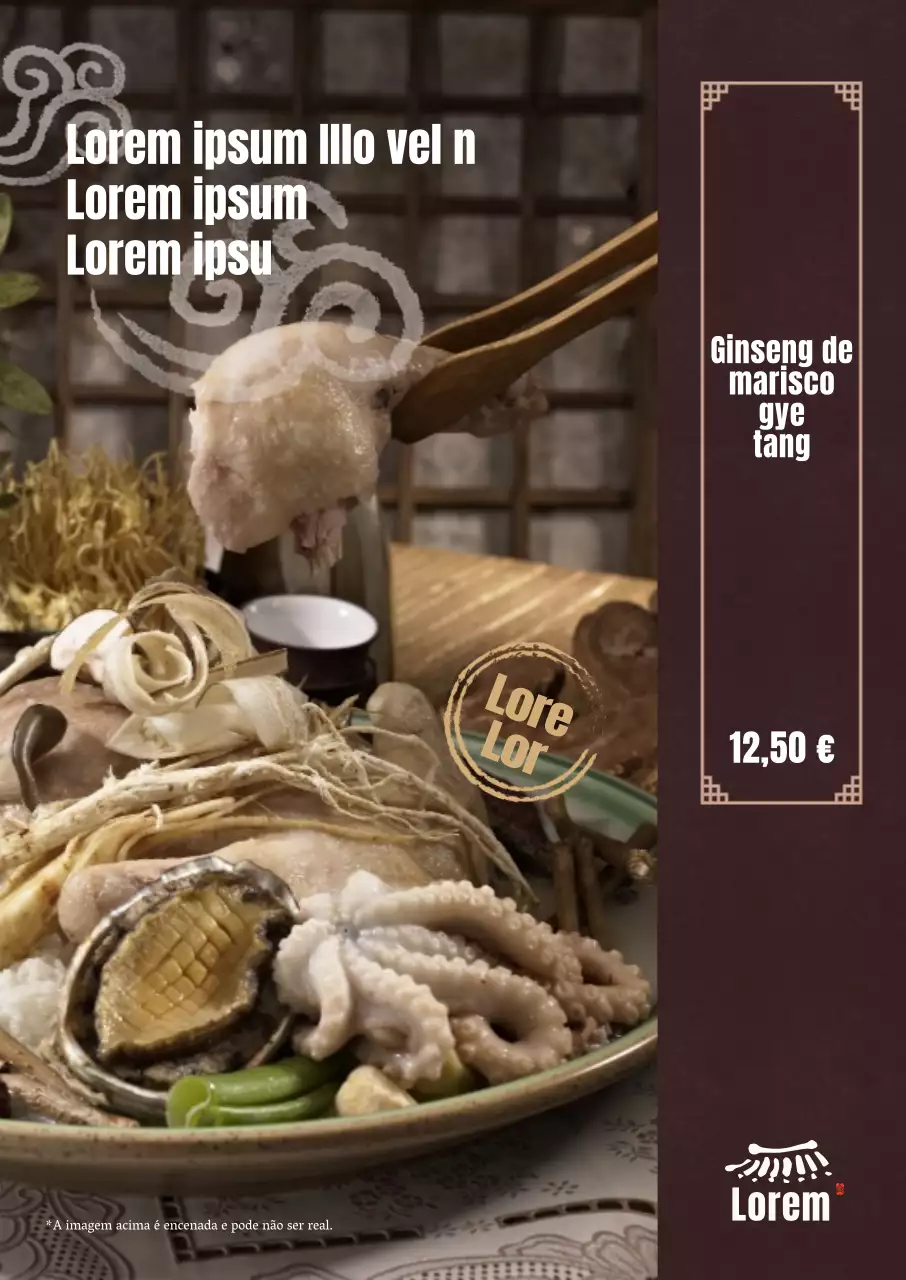 Imagem completa do cartaz do retrato de samgyetang de marisco