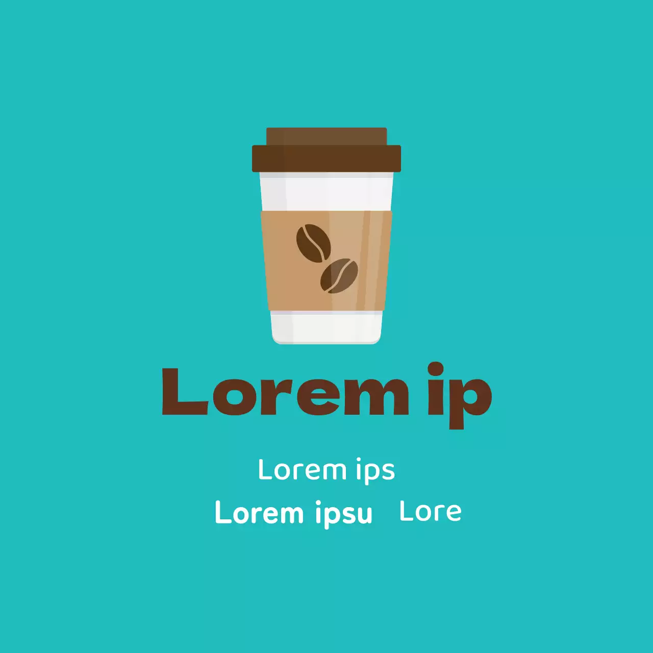 Étiquette d'emballage de café illustrée brun menthe