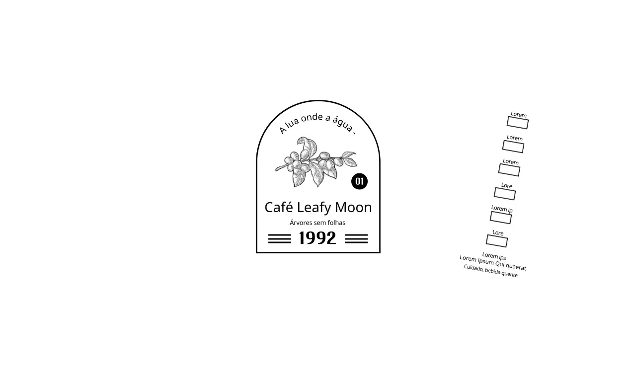 Promova e informe o seu café com um logótipo de emblema simples a preto e branco