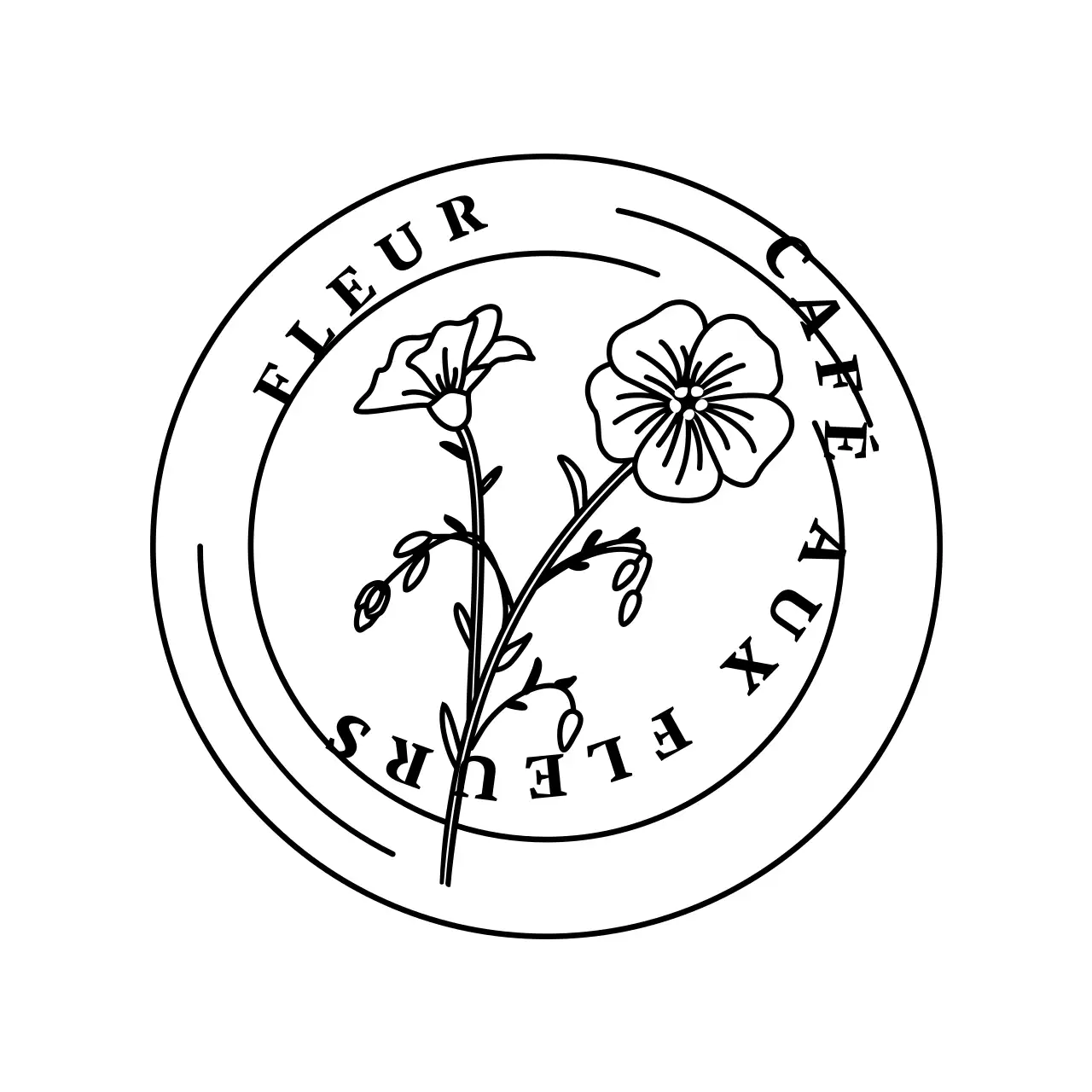 Illustration florale simple noire Flower Cafe Coaster