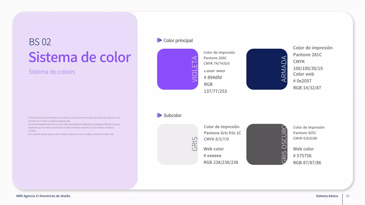 Directrices de la marca corporativa en morado