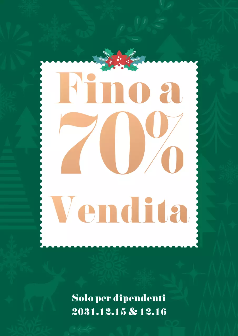 Manifesto di vendita per i dipendenti con sfondo verde illustrato