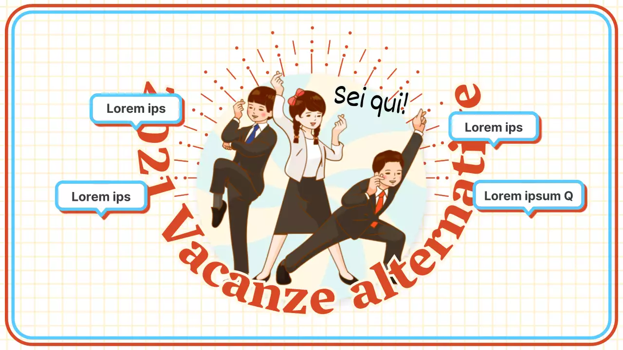 Concetto retrò in rosso e blu con informazioni alternative sulle vacanze