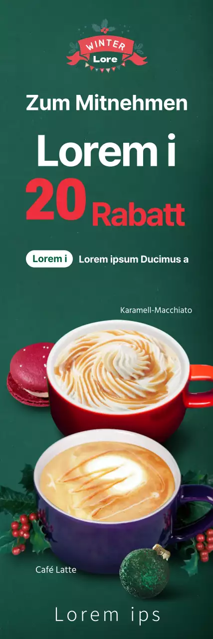 Bewerben Sie Ihr Weihnachtscafé-Menü mit einem grünen Fotohighlight