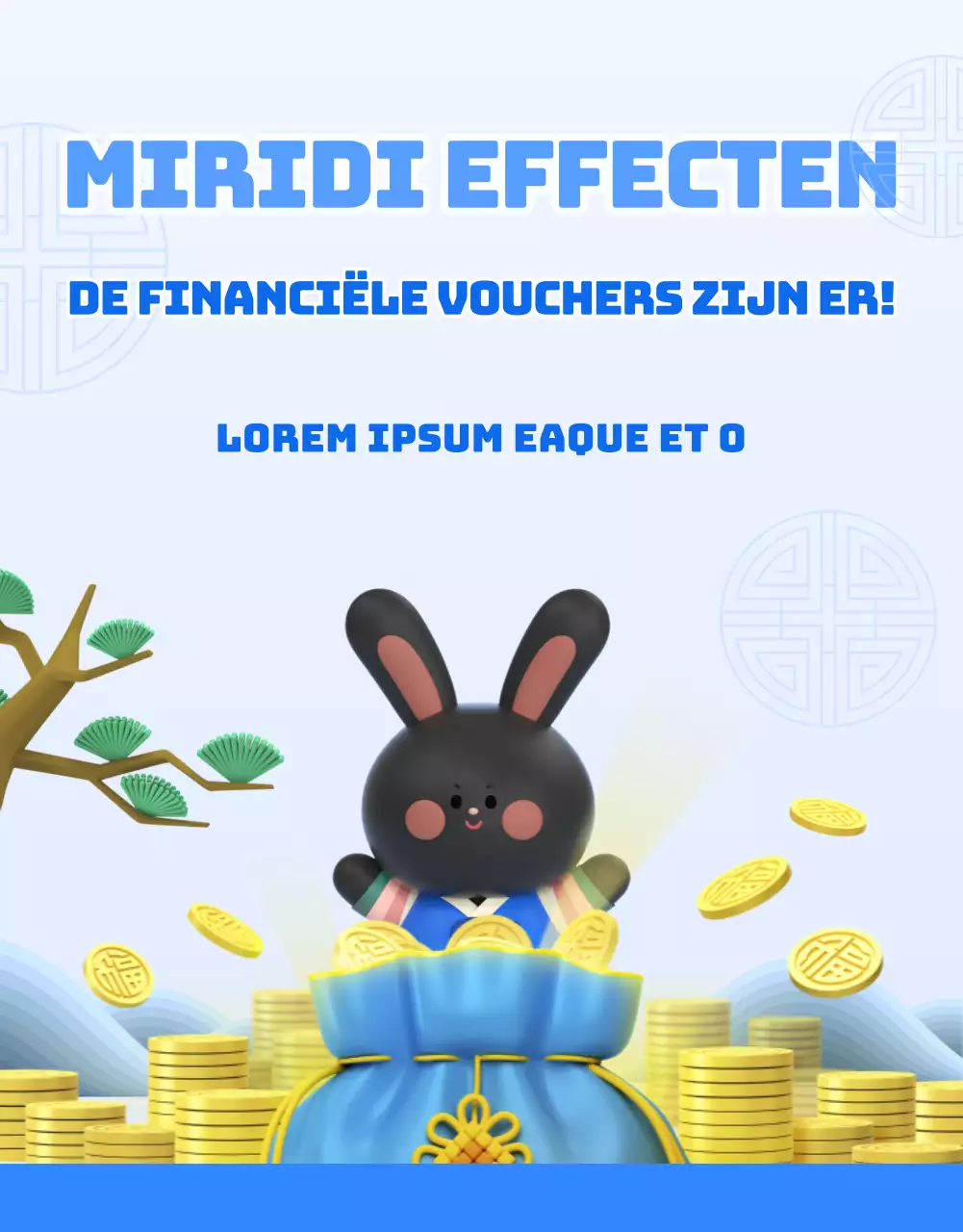 Clean concept financieel instrument thema met blauwe 3D illustraties
