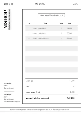 Ordre d'un centre commercial avec des lignes surlignées en noir et blanc