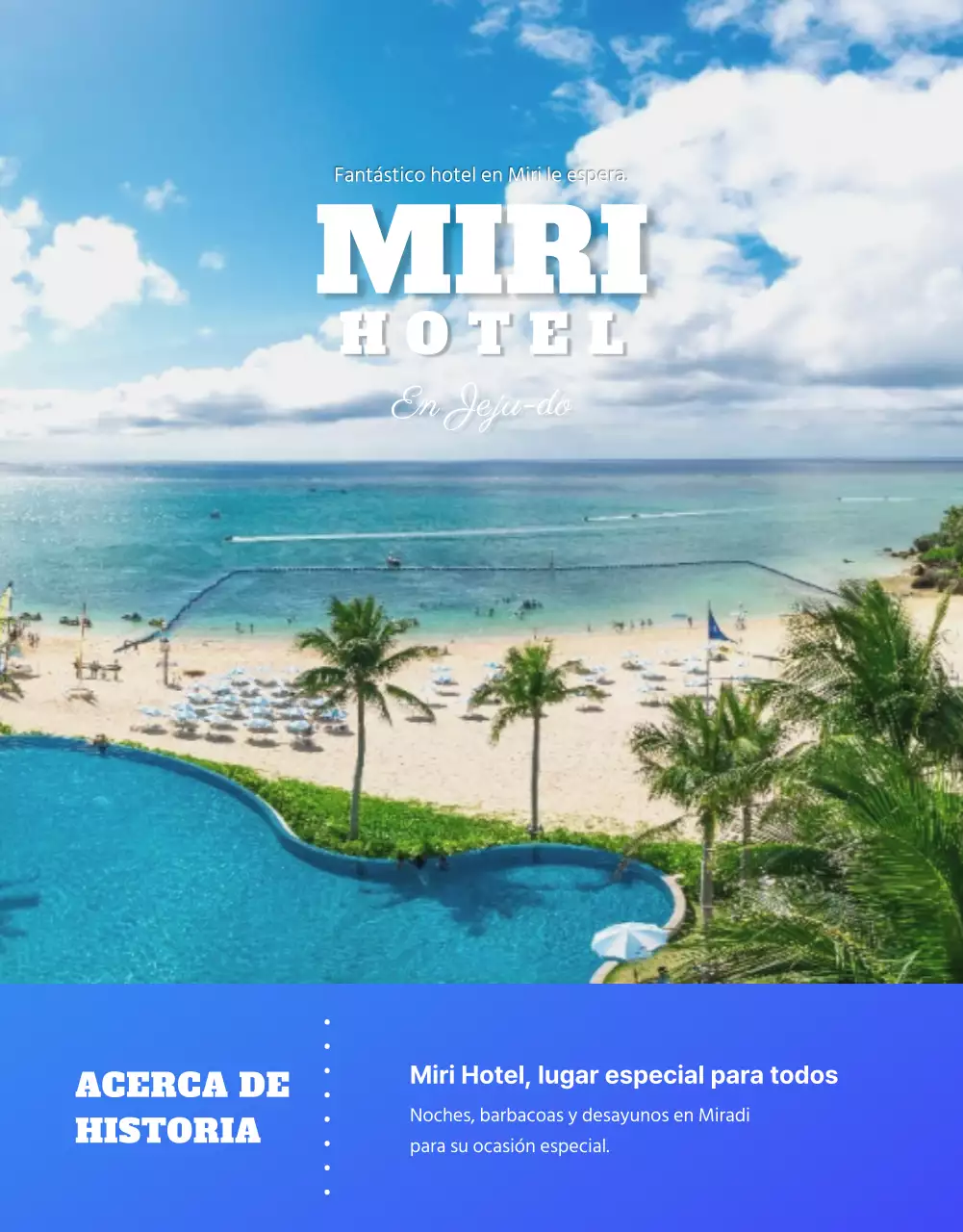 Detalles de los hoteles en azul