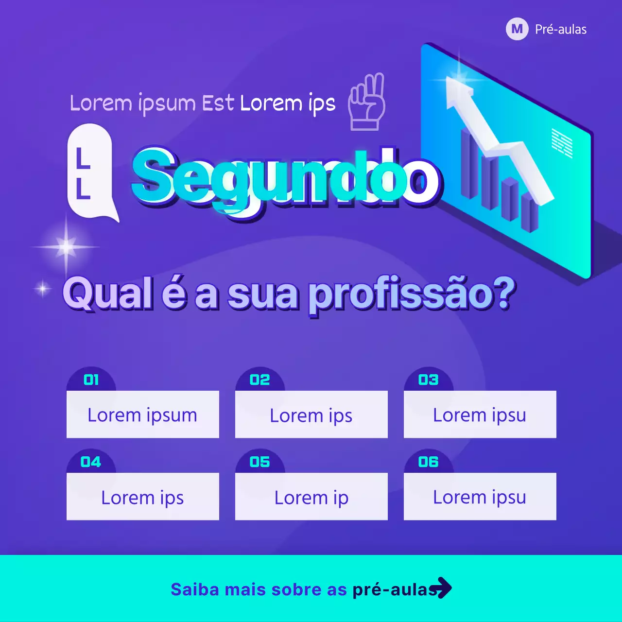 Um feed simples de auto-aperfeiçoamento no Instagram em azul-celeste roxo