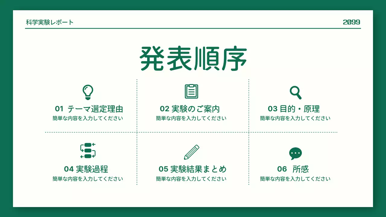 緑 シンプル 実験 プレゼンテーション