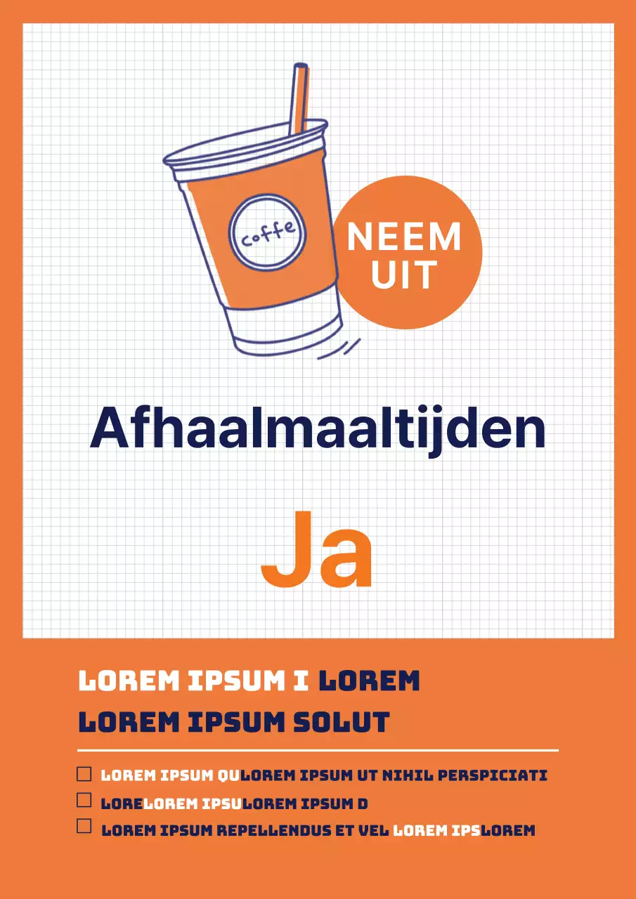 Oranje marine-illustratie COVID-19 café takeaway