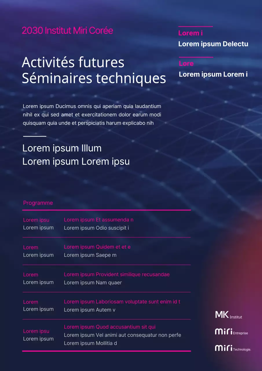 Promouvoir un séminaire technique en bleu-rose