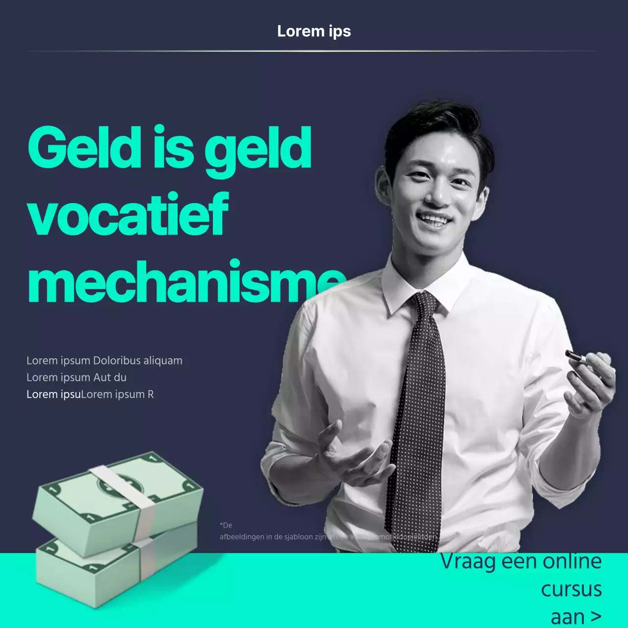 Navy Mint Netjes Sociaal Beginner Financieel Onderwijs CardNews
