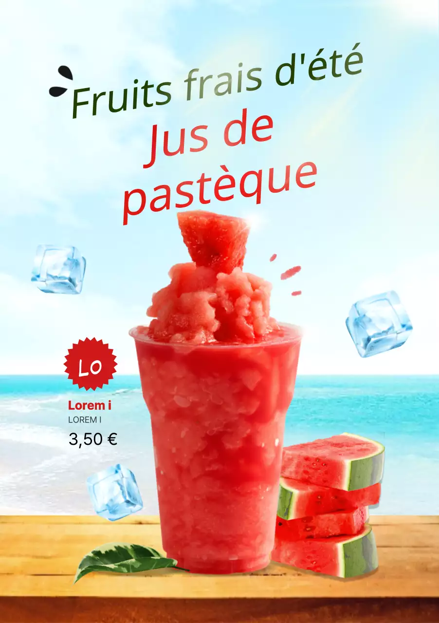 Présentation du menu rouge du café d'été