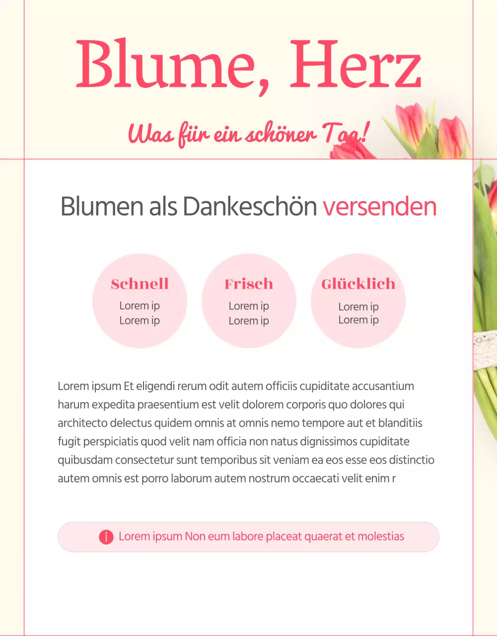 Einführung eines schönen grünen und rosafarbenen Luxusblumenlieferdienstes