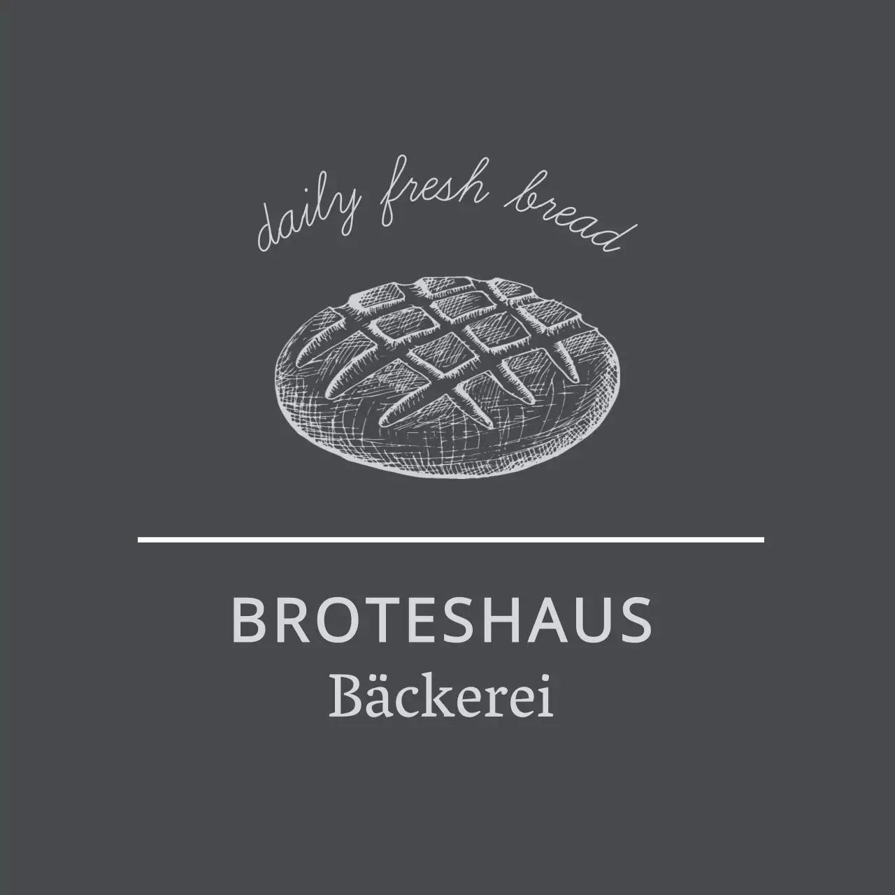 Vintage-Backwarenetikett mit dunkelgrauer Illustration