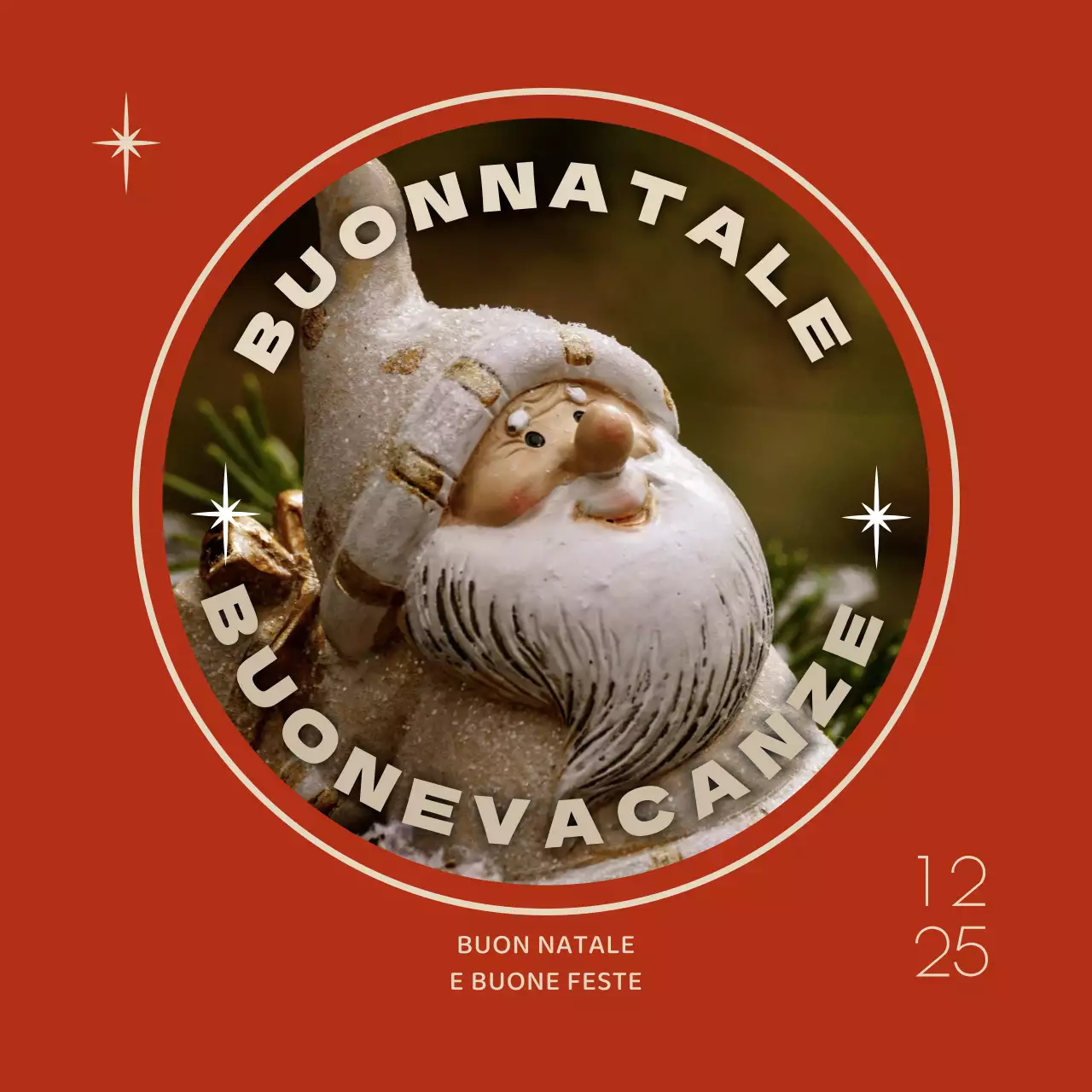 Cartolina natalizia rossa con foto