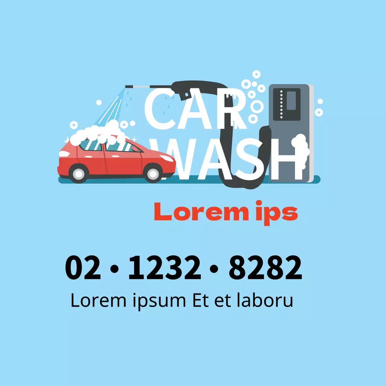 L'illustration bleue promeut un lavage de voiture propre