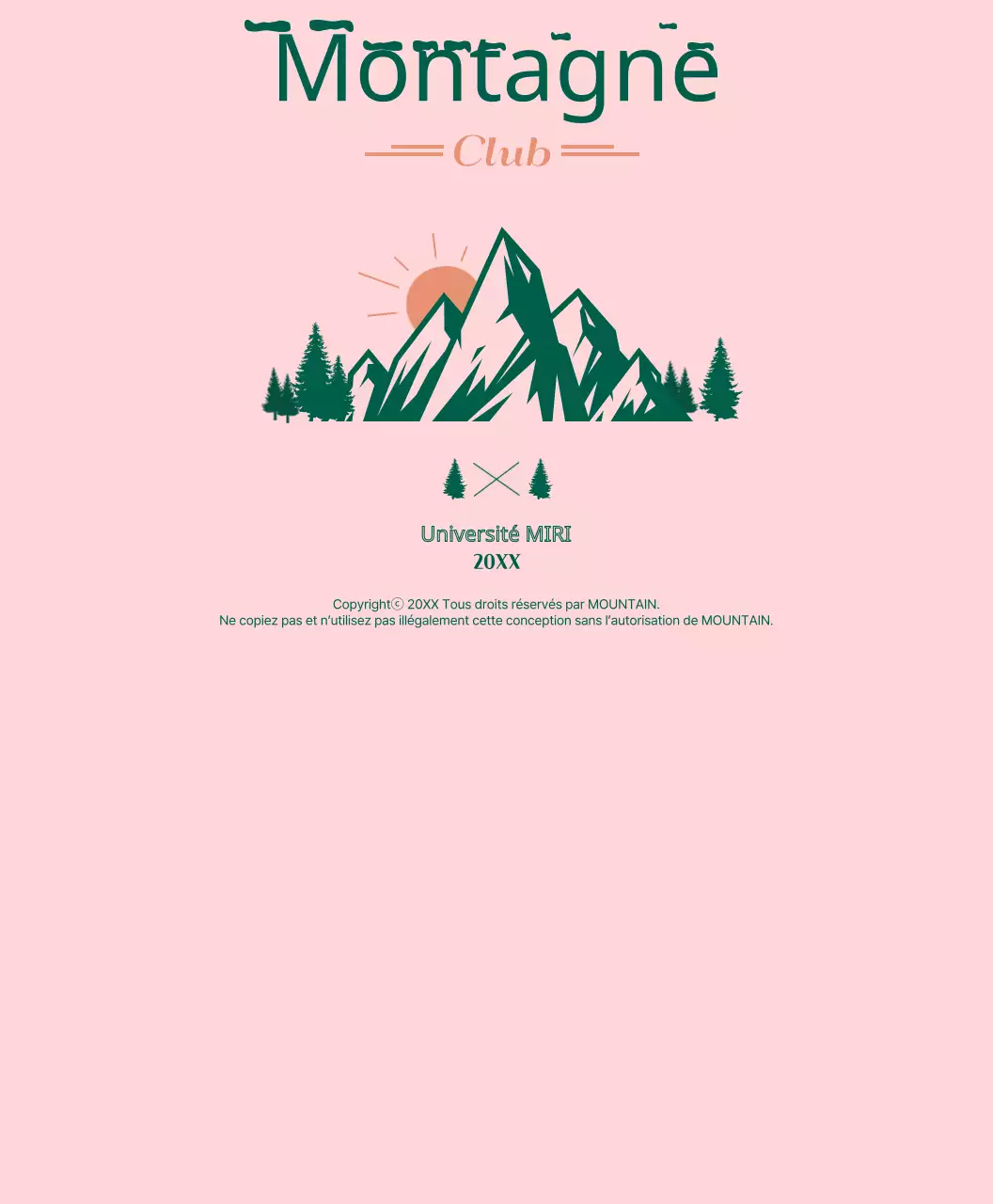 T-shirt de l'équipe du club d'alpinisme avec montagnes et soleil