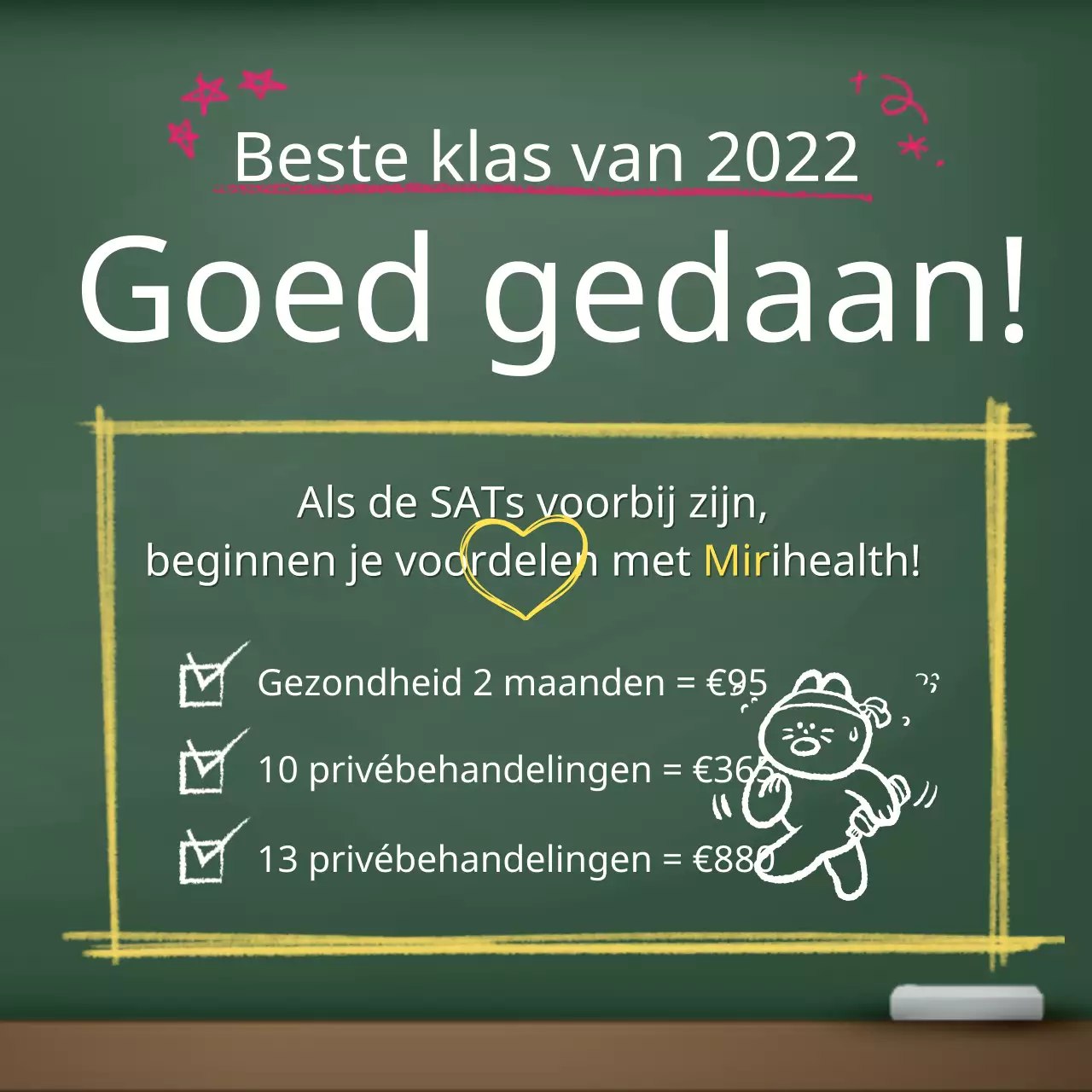 Groen krijtbord SAT-evenementen