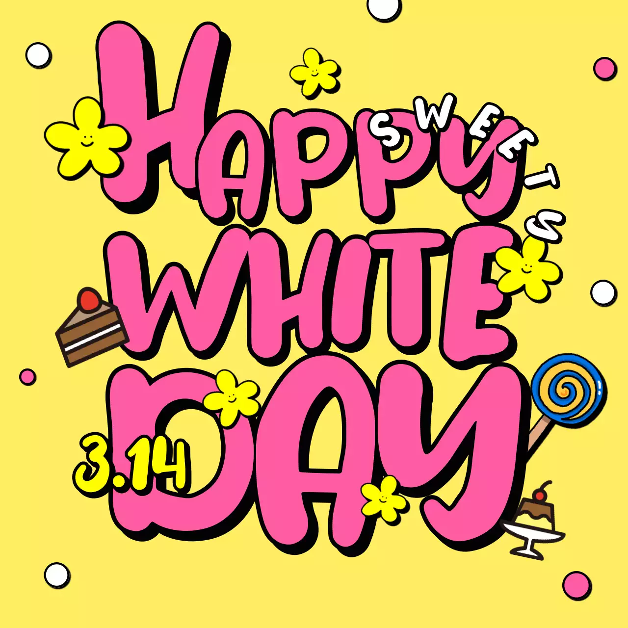 黄色 ポップ ホワイトデー ポスター Instagram投稿