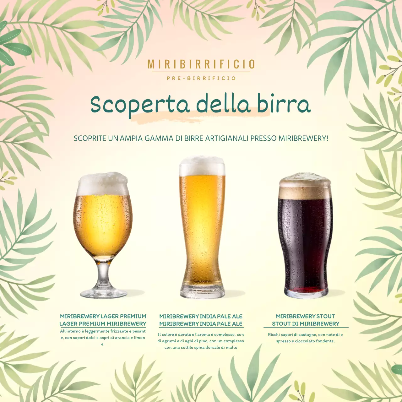 Striscione quadrato sulla birra artigianale tropicale
