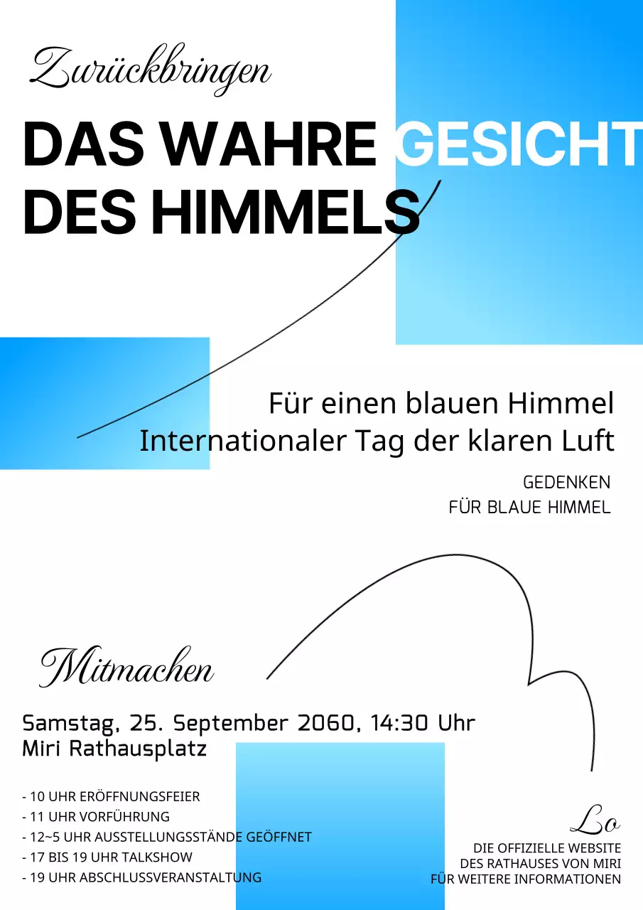 Veranstaltungsankündigung mit weißem Hintergrund und hellblauem Farbverlauf Rechteck Detail V2