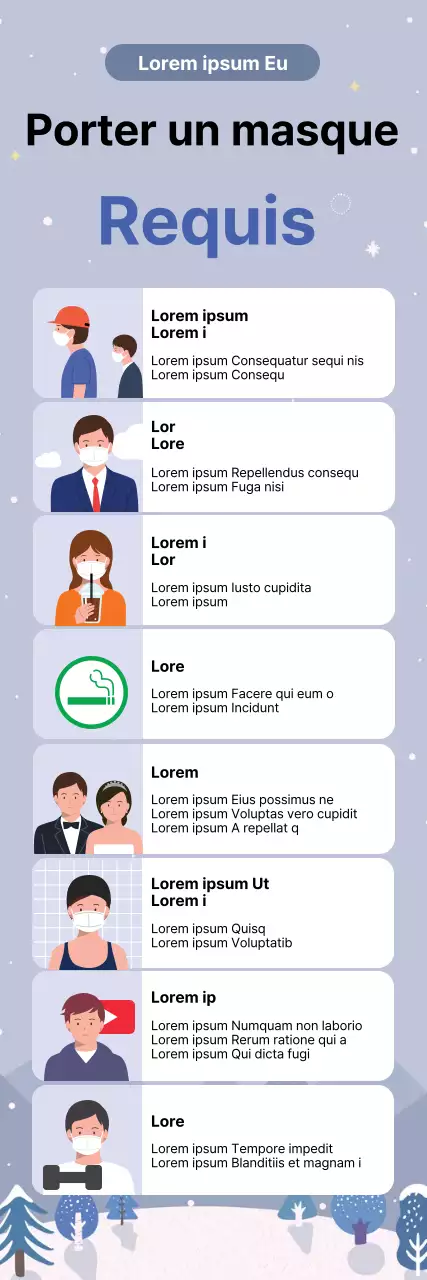 Guide de prévention du coronavirus simple et illustré en bleu