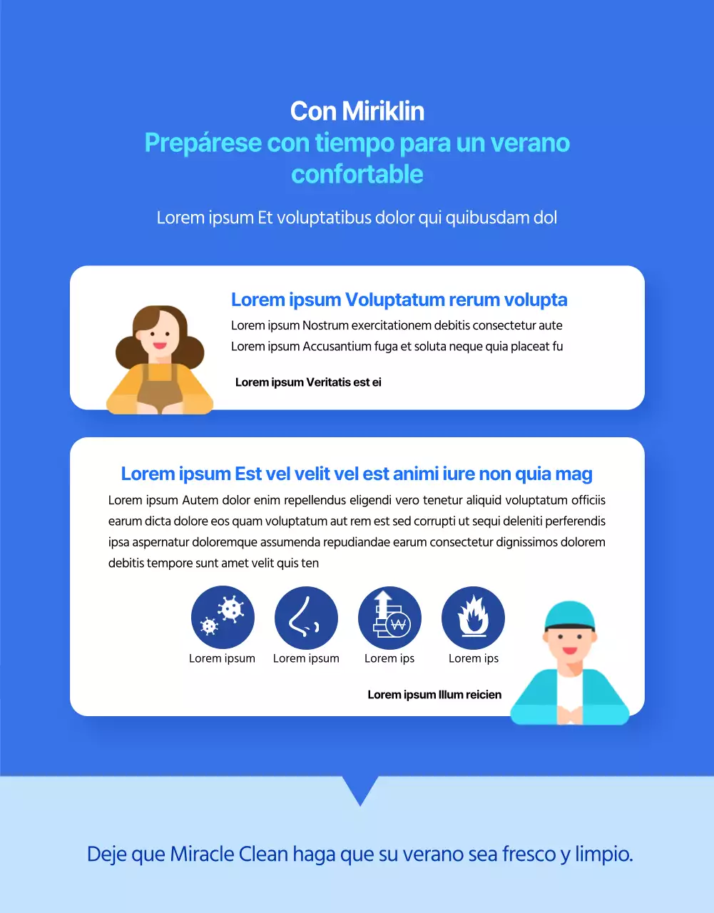 Un sencillo anuncio azul y amarillo para limpiar el aire acondicionado