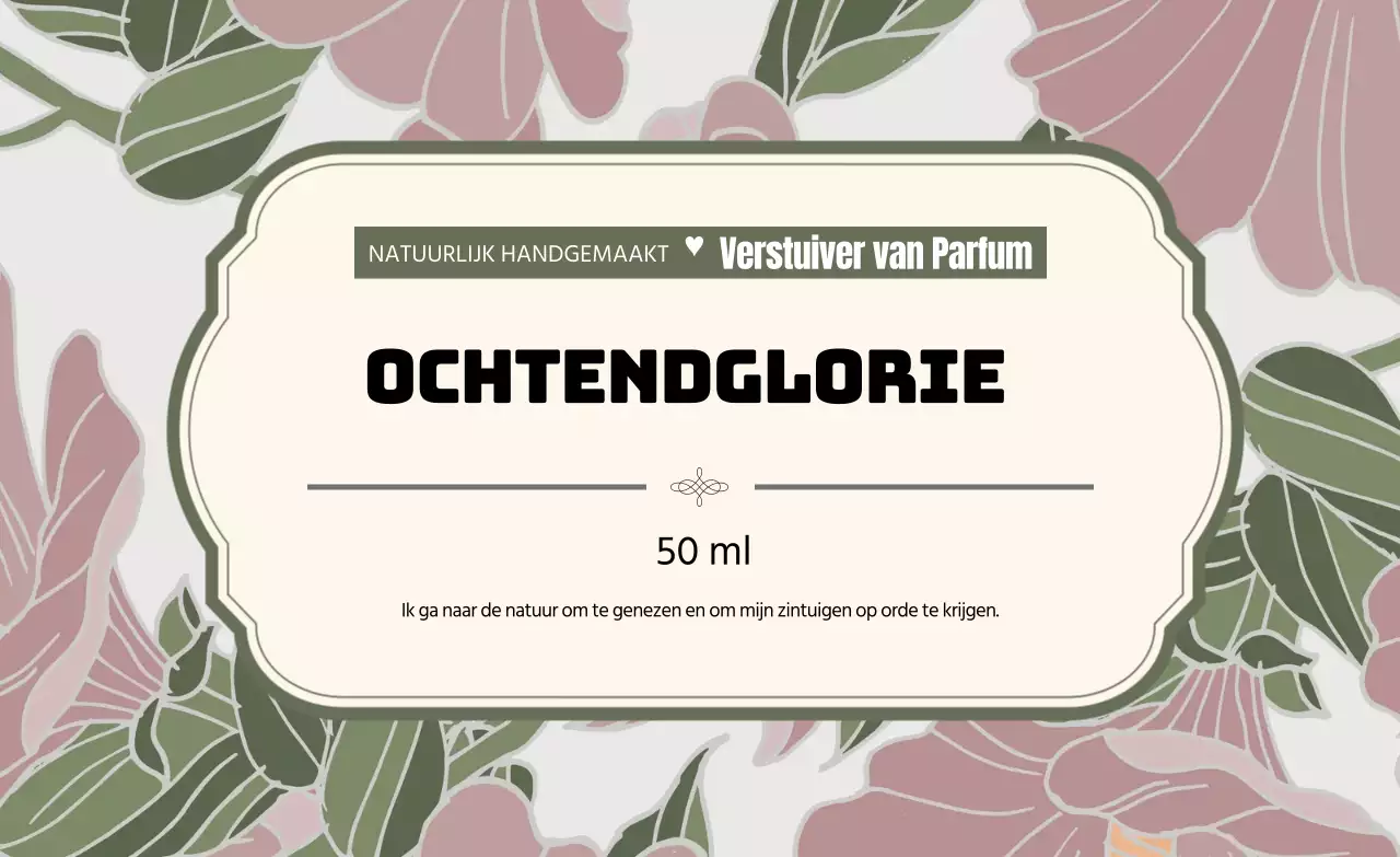 Vintage parfumlabel met groene illustratie