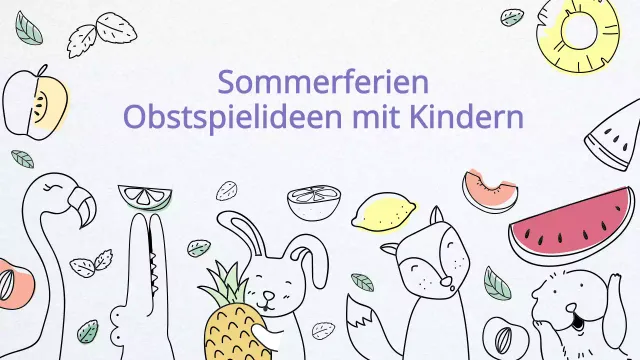 Niedliche Tier- und Obstillustrationen mit Doodle-Charakter YouTube-Miniaturansichten