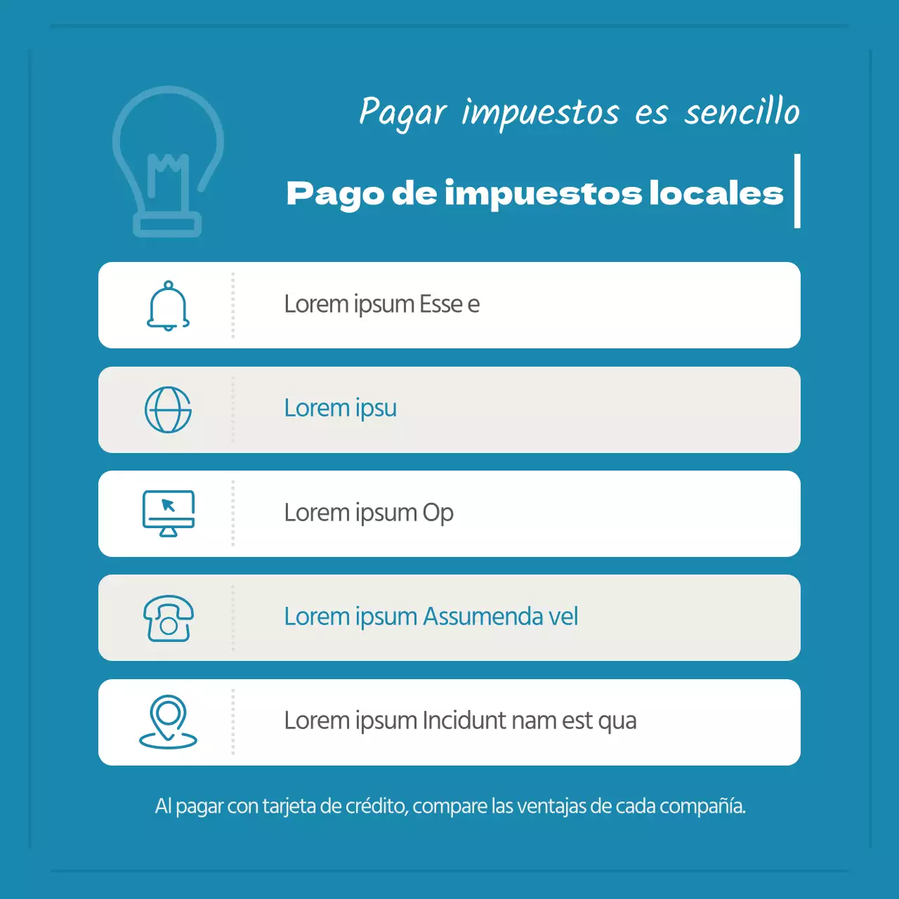 Promover una sencilla asesoría fiscal local en azul y marfil