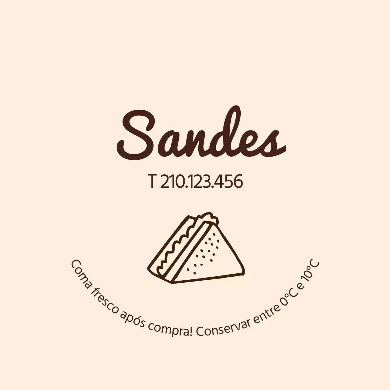Etiqueta de sanduíche com ícone simples bege