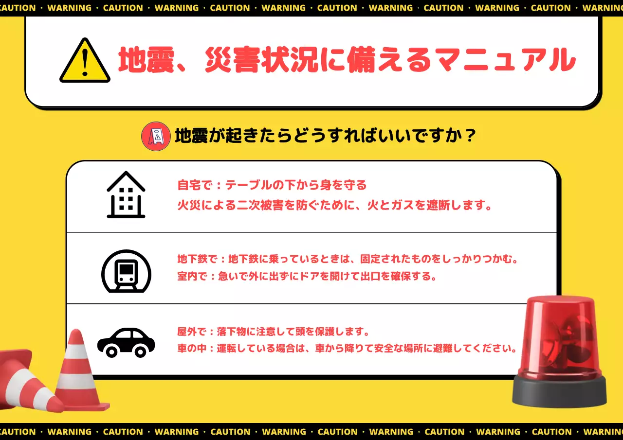 黄色 シンプル 防災 マニュアル ポスター