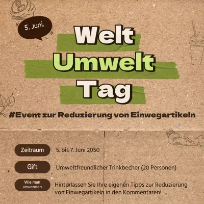 Veranstaltung zum Tag der Umwelt mit grünem und braunem Papiertexturkonzept