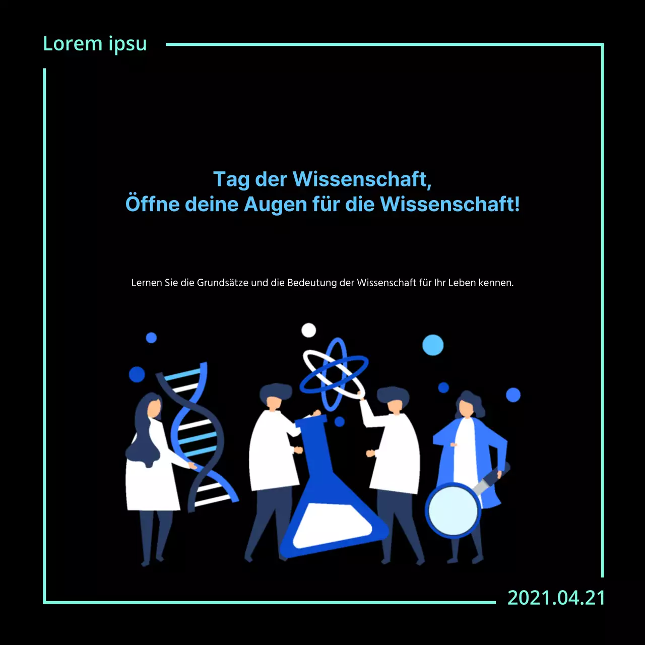 Ein sauberer Wissenschaftstag in Schwarz und Hellblau