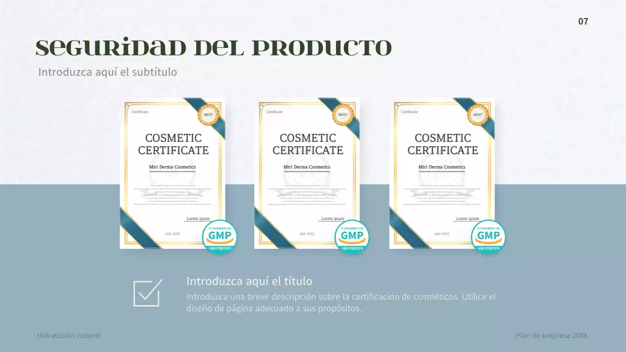 Plan de negocio para un concepto de dermocosmética verde oscuro