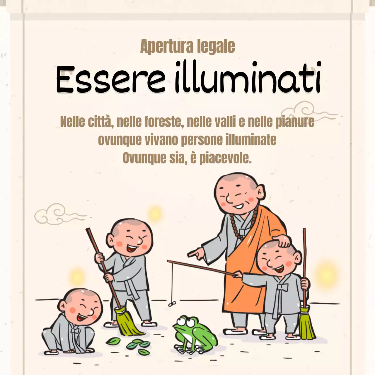 Una raccolta di illustrazioni buddiste in beige.